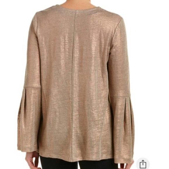 DREW Shay Linen Top in Metallic Gold Small - Picture 11 of 12